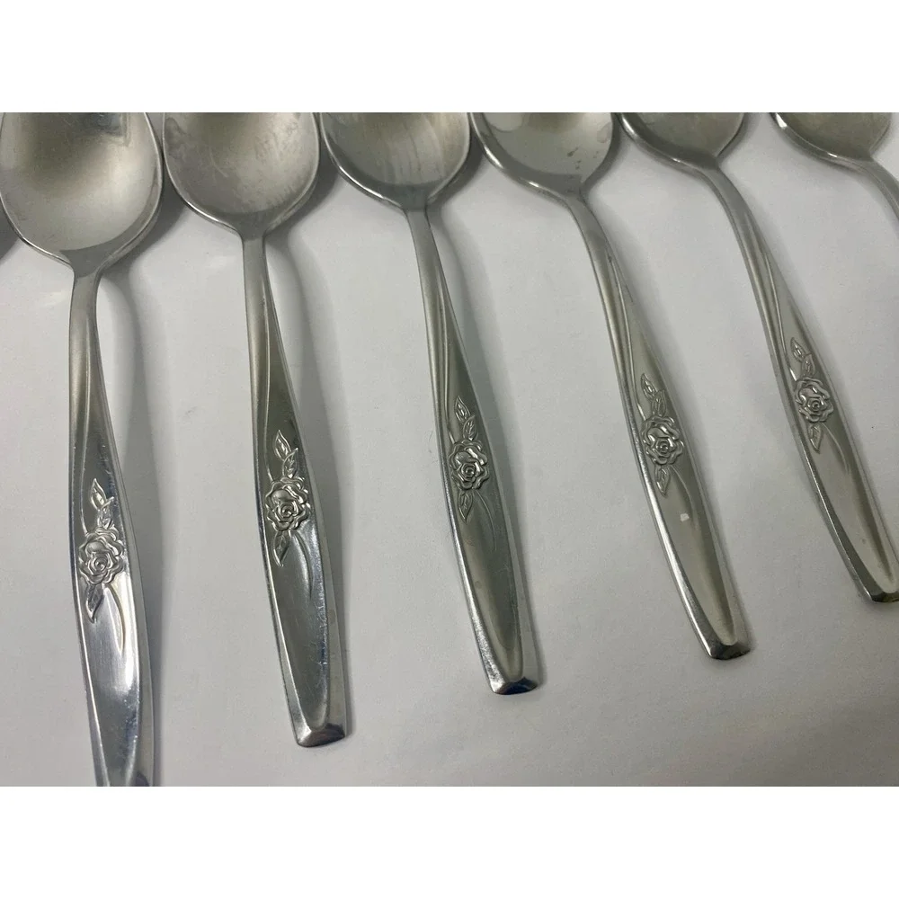 International Random Rose Stainless Flatware Set 7 Teaspoons Replacements